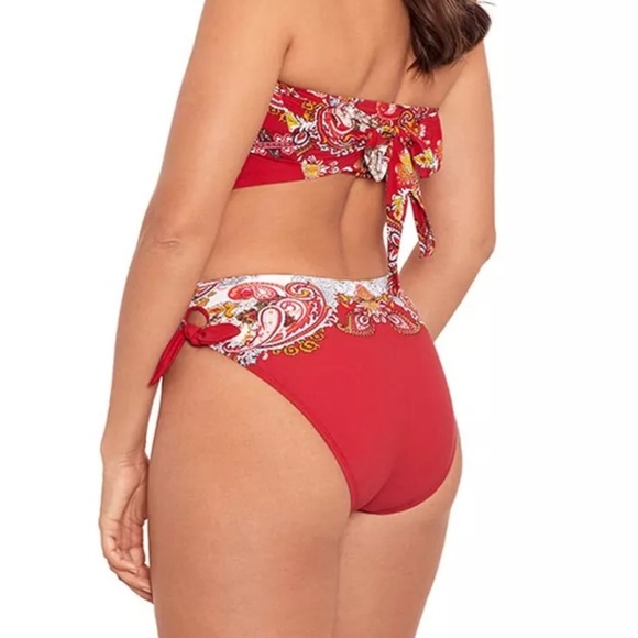 Skinny Dippers Asbury Flash High Leg Cheeky Booty Swim Bottom‎  Red Large NWOT - Picture 2 of 7